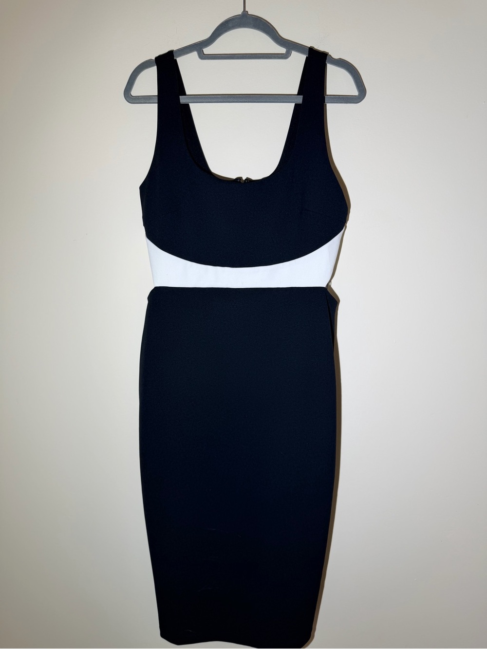 Express Black Midi Tank Sheath Dress with White Waist Panel